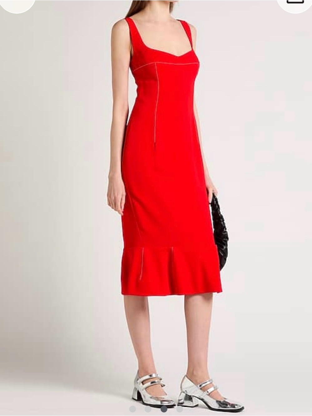 Marni Vibrant Red Fluted Cady Midi Dress NWT